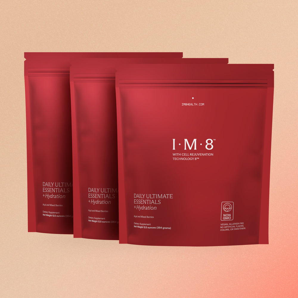 IM8 Daily Ultimate Essentials supplement pouch