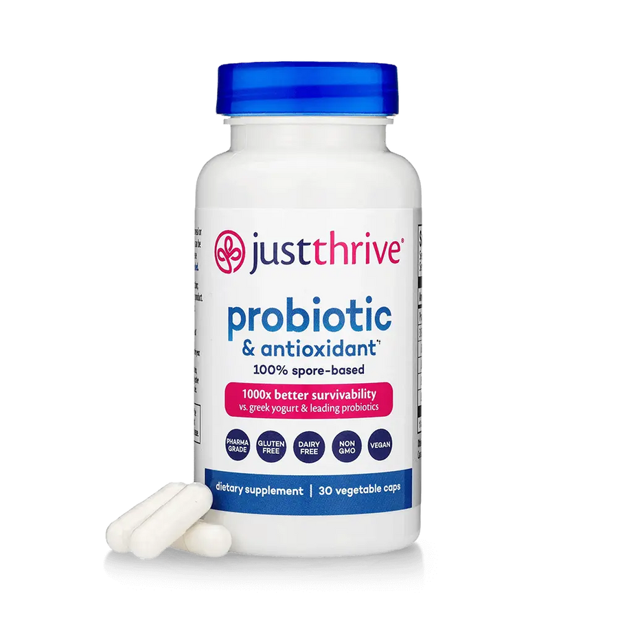 Just Thrive probiotic bottle